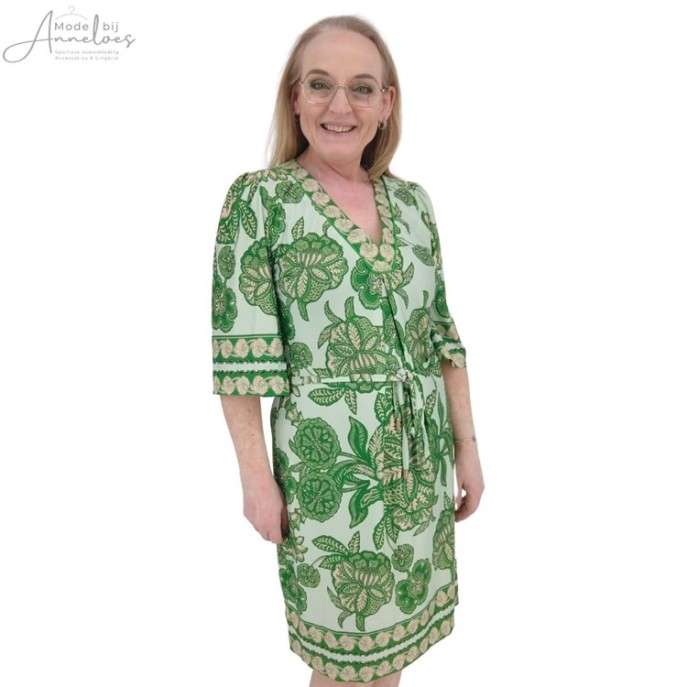 Z Kdesign Jurk vhals groen print